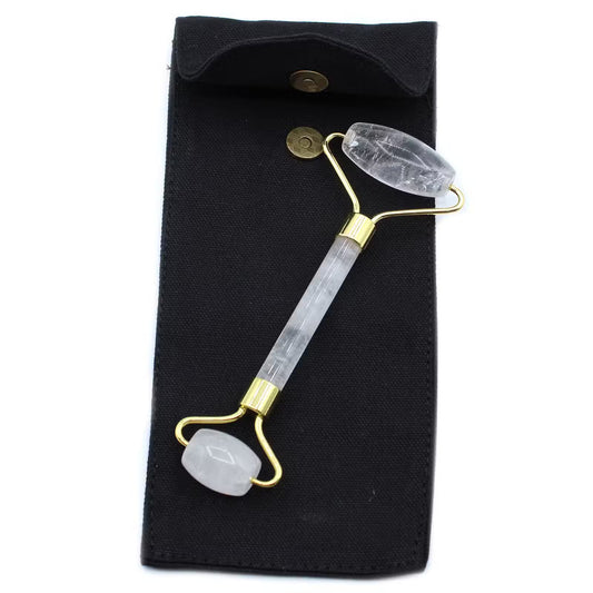 Glowing roller with gold accents on a black pouch