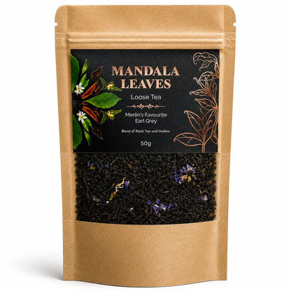 Mandala Leaves loose tea package on a white background
