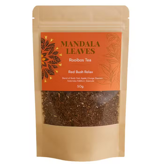 Mandala Leaves Rooibos Tea package on a white background