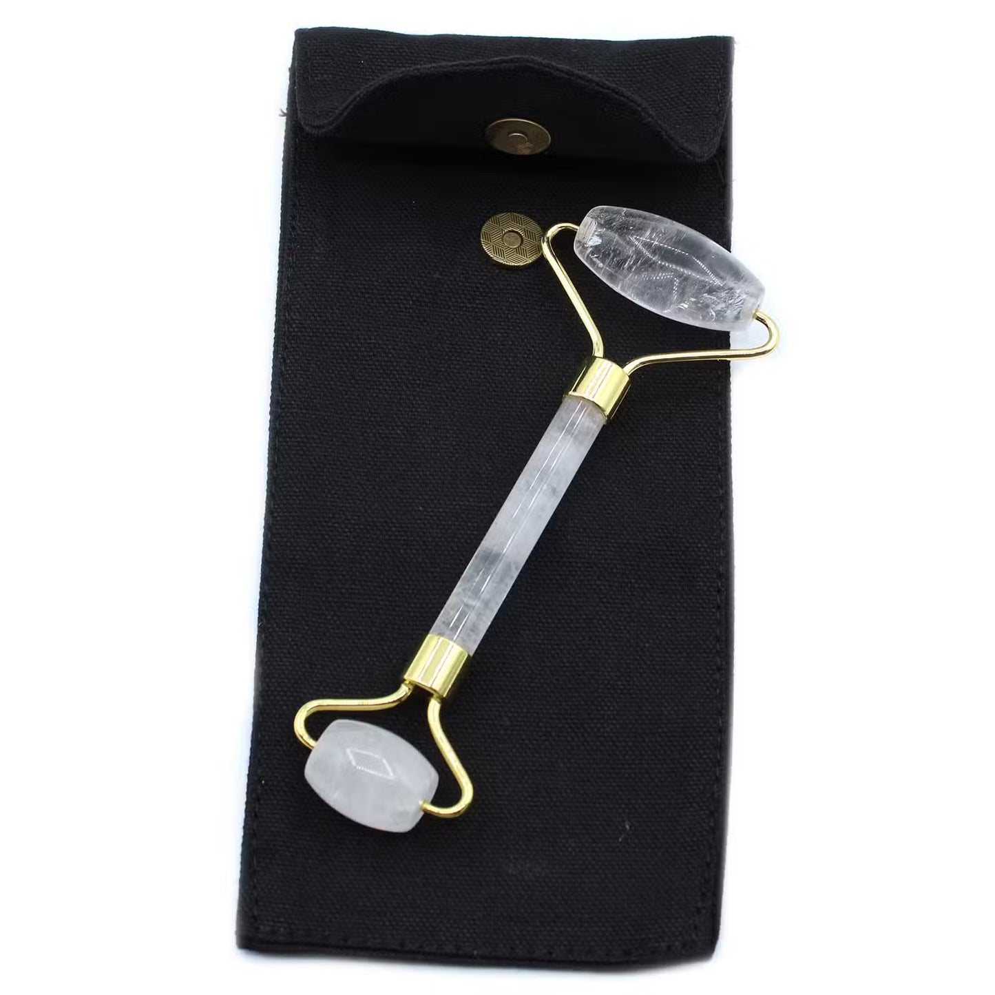 Glowing roller with gold accents on a black pouch